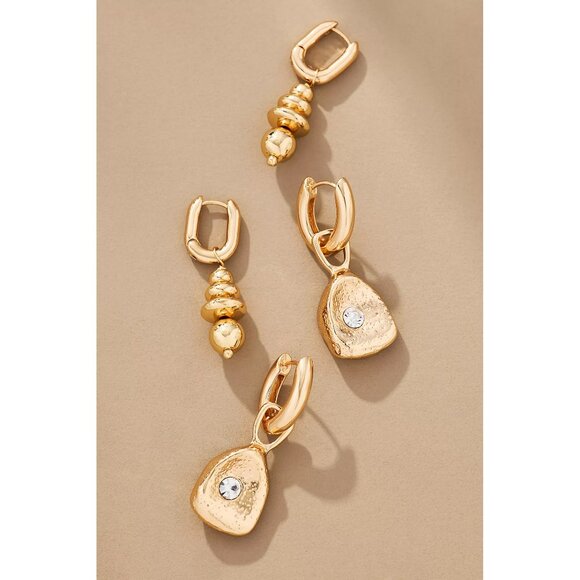 Anthropologie gold huggie charm earrings NWT - Picture 6 of 7